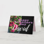 レッドローズフラワーハッピーヴァレンティーンズデイマン名 カード (正面)