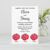 レッドローズフラワーフローラサマーバラ結婚ズ 招待状 (スタンド正面)