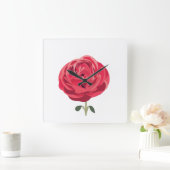 レッドローズフラワーフローラレッドローズ スクエア壁時計 (ホーム)