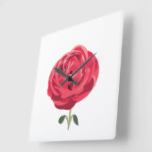 レッドローズフラワーフローラレッドローズ スクエア壁時計 (傾斜)