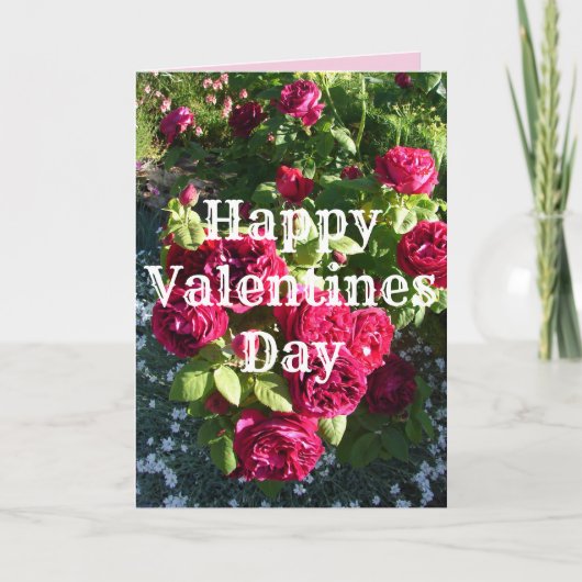 レッドローズフラワーフローラヴィンテージバラバレンタイン カード (正面)