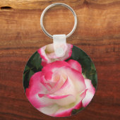 レッドローズフラワーフローラ女性名キーリング キーホルダー (裏面)
