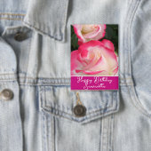 レッドローズフラワーフローラ女性名誕生日バッジ 缶バッジ (インサイチュ)
