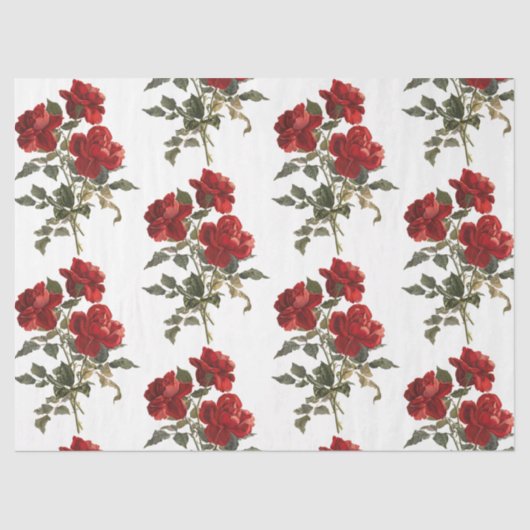 レッドローズフラワーヴィンテージバレンタインブーケ 薄葉紙 (正面)