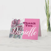 レッドローズフラワー幸せ女性名ありがとう カード (正面)