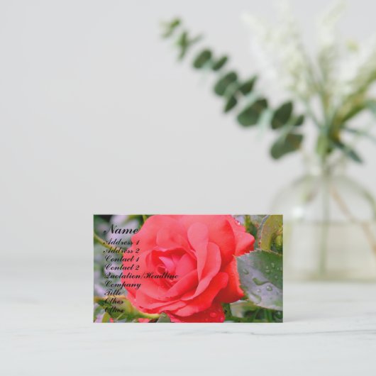 レッドローズフラワー自然プロファイル名刺 名刺 (スタンド正面)