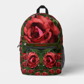 レッドローズフラワー開花抽象芸術 パーソナライズされた プリントバックパック (正面)