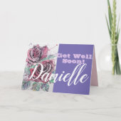 レッドローズフラワーGet Well Soon女性名札 カード (正面)