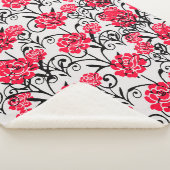 レッドローズフローライラストレーションパターンデザイン シェルパブランケット (3/4)