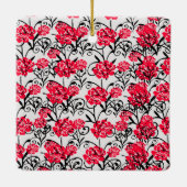 レッドローズフローライラストレーションパターンデザイン セラミックオーナメント (裏面)