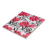 レッドローズフローライラストレーションパターンデザイン タイル (側面)