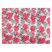 レッドローズフローライラストレーションパターンデザイン テーブルクロス (正面(横))