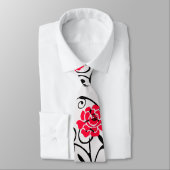 レッドローズフローライラストレーションパターンデザイン ネクタイ (タイ)