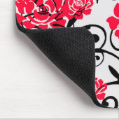 レッドローズフローライラストレーションパターンデザイン マウスパッド (コーナー)