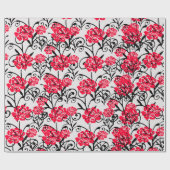 レッドローズフローライラストレーションパターンデザイン ラッピングペーパー (フラット)