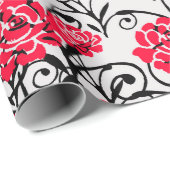 レッドローズフローライラストレーションパターンデザイン ラッピングペーパー (ロールコーナー)