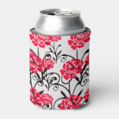 レッドローズフローライラストレーションパターンデザイン 缶クーラー (缶正面)