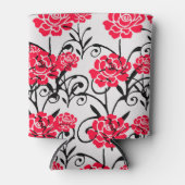 レッドローズフローライラストレーションパターンデザイン 缶クーラー (正面)