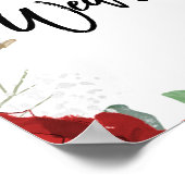 レッドローズフローラウェディングシャワーウェルカムサイン ポスター (角)