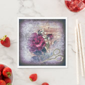 レッドローズフローラエフェメラデクページ スタンダードランチョンナプキン (インサイチュ)