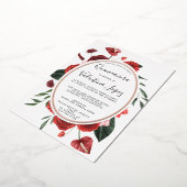レッドローズフローラキンセアニェラエレガント金ゴールド 箔招待状 (回転した状態)