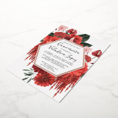 レッドローズフローラキンセアニェラグラム金ゴールド 箔招待状 (回転した状態)