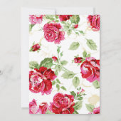レッドローズフローラクラシックプリントブライダルシャワー 案内状 (裏面)