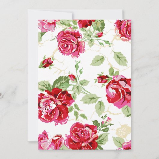 レッドローズフローラクラシックプリントブライダルシャワー 案内状 (裏面)