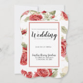 レッドローズフローラクラシックプリント犬の名誉 案内状 (正面)