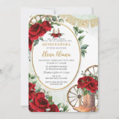 レッドローズフローラシャーロブーツスウィート16キンセアニラ 招待状 (正面)