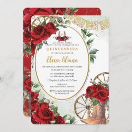 レッドローズフローラシャーロブーツスウィート16キンセアニラ 招待状