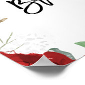 レッドローズフローラブライダルシャワーウェルカムサイン ポスター (角)