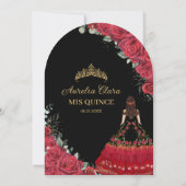 レッドローズフローラブラックチャロキンセアニラアーチ 招待状 (裏面)