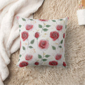 レッドローズフローララインアートパターン クッション (ブランケット)