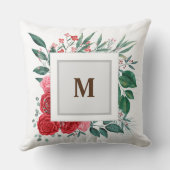 レッドローズフローラルパターン装飾用クッション クッション (裏面)