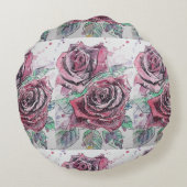 レッドローズフローラ愛ユー女性名クッション ラウンドクッション (裏面)