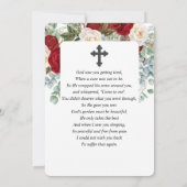 レッドローズフローラ水彩葬儀祈りの言葉カード サンキューカード (裏面)