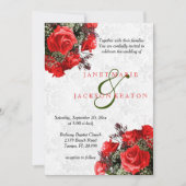レッドローズフローラ結婚式招待状 招待状 (正面)