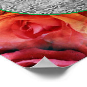 レッドローズフローラ自然フレーム写真の追加 ポスター (角)