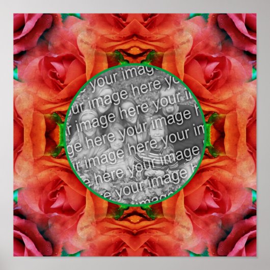 レッドローズフローラ自然フレーム写真の追加 ポスター (正面)