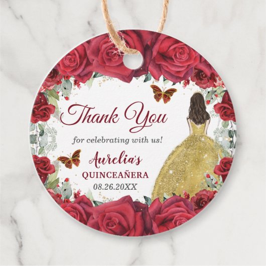 レッドローズフローラ蝶プリンセスイエロードレス フェイバータグ (正面)