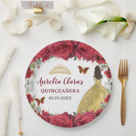 レッドローズフローラ蝶プリンセスイエロードレス ペーパープレート