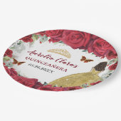 レッドローズフローラ蝶プリンセスイエロードレス ペーパープレート (アングル)