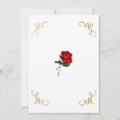 レッドローズフローラ金ゴールドコーナーズスウィート16パーティー 招待状 (裏面)