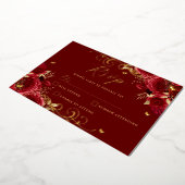 レッドローズフローラ金ゴールドスワールキンセアニェラ 箔招待状 (回転した状態)