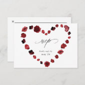 レッドローズフローラ&リップハートと食事RSVP 出欠カード (正面/裏面)