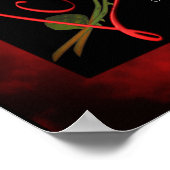 レッドローズブズパーソナライズされた赤いハート結婚ズギフト ポスター (角)