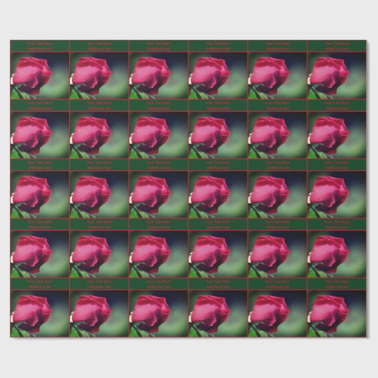 レッドローズブドフラワーパーソナライズされた自然 ラッピングペーパー (フラット)