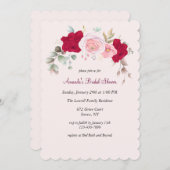 レッドローズブライダルシャワー招待 招待状 (正面/裏面)