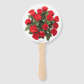 レッドローズブライダルブーケパーソナライズされたファン ハンドファン (正面)